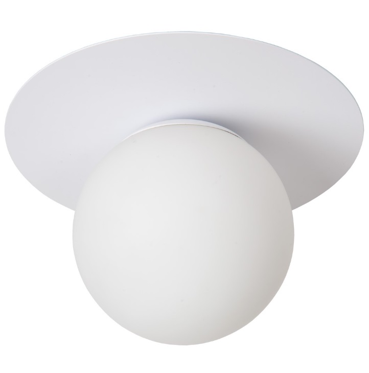 Plafon sufitowy Tricia w białym kolorze ze szklaną kulą