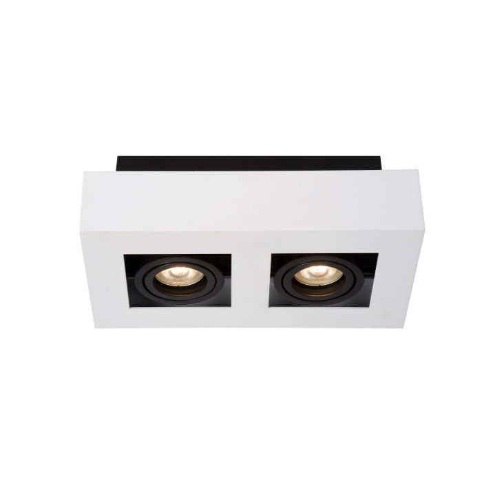 Podwójna lampa sufitowa Xirax w kolorze białym z regulowanymi reflektorami