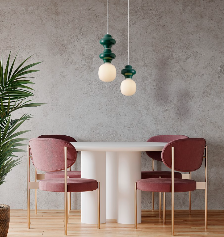 Wisząca lampa Colorella w odcieniu oliwkowej zieleni z ceramiki