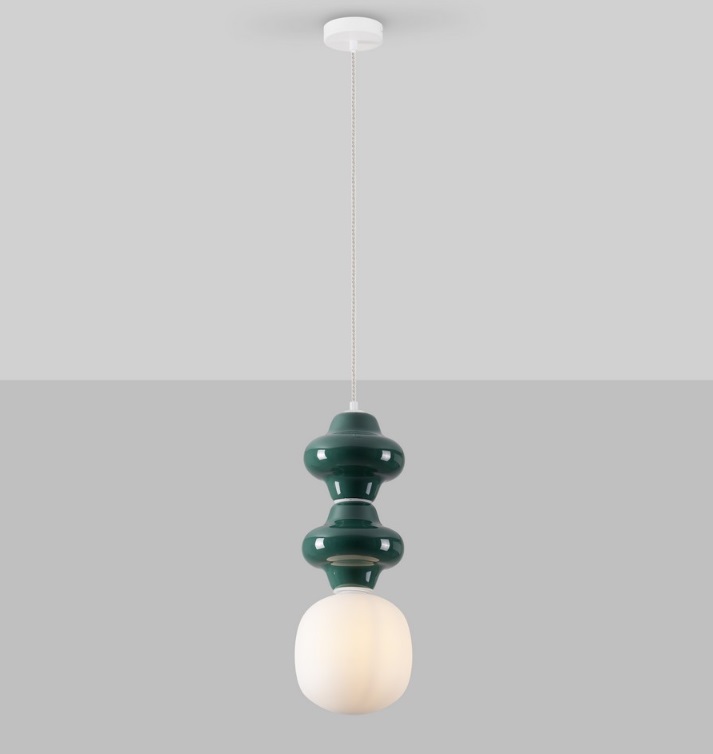 Lampa wisząca Colorella 2 w kolorze ciemnozielonym z designerskiej ceramiki