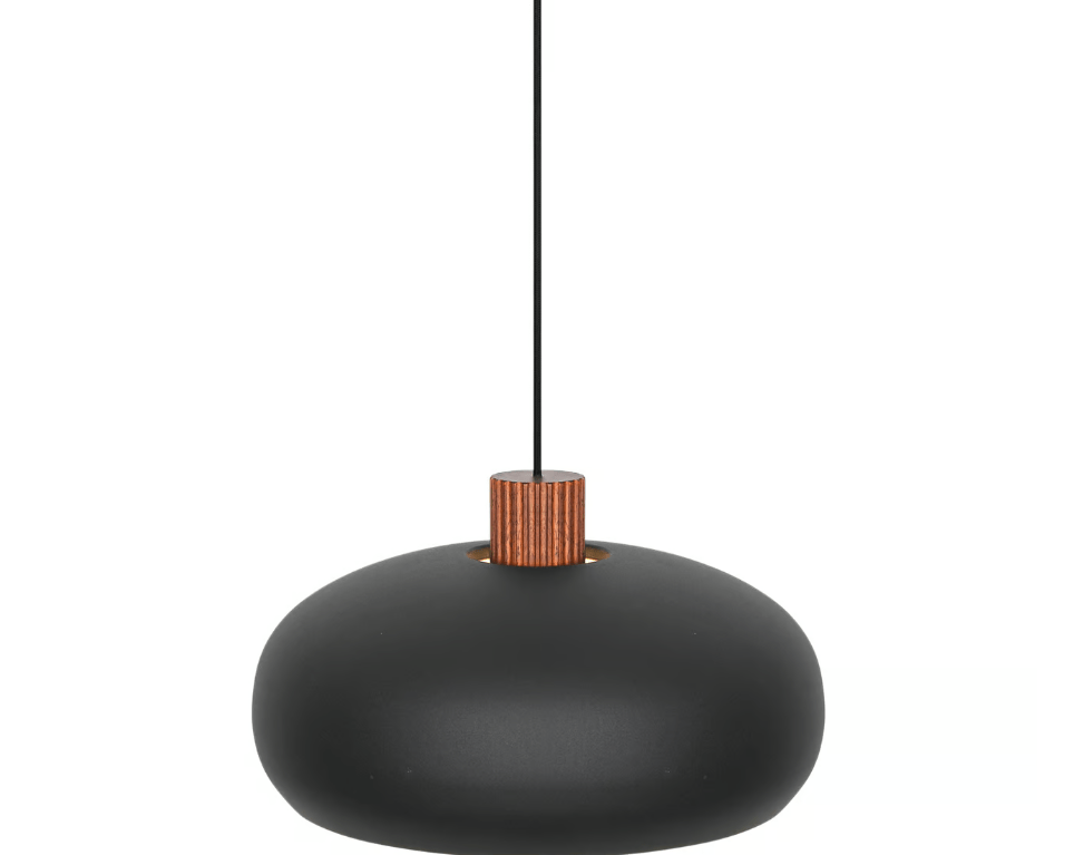 Wisząca lampa Aurelio 42 w kolorze czarnym z drewnianym akcentem – DFTP