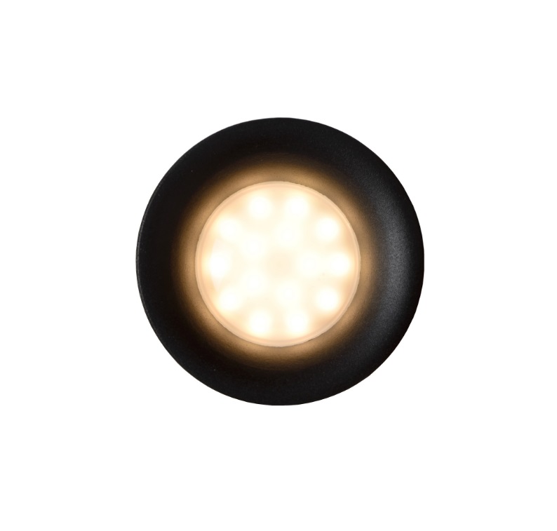 Czarne wpuszczane światło sufitowe Ziva do łazienki – aluminium, klasa szczelności IP44