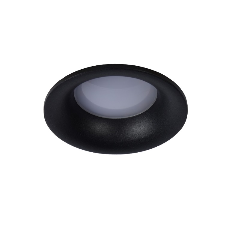 Czarne wpuszczane światło sufitowe Ziva do łazienki – aluminium, klasa szczelności IP44