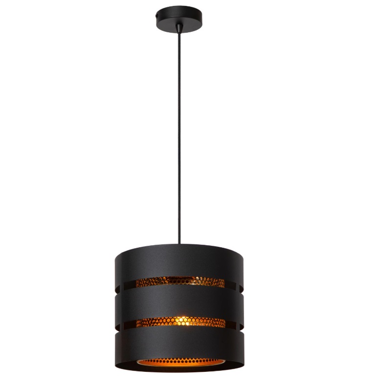 Dekoracyjna lampa wisząca Rosas w kolorze czarno-złotym