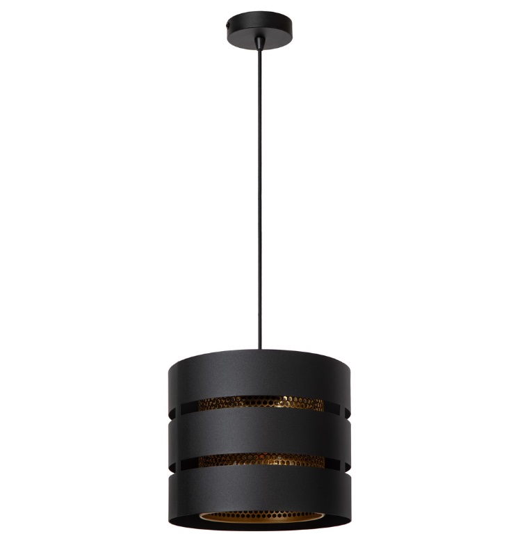 Dekoracyjna lampa wisząca Rosas w kolorze czarno-złotym