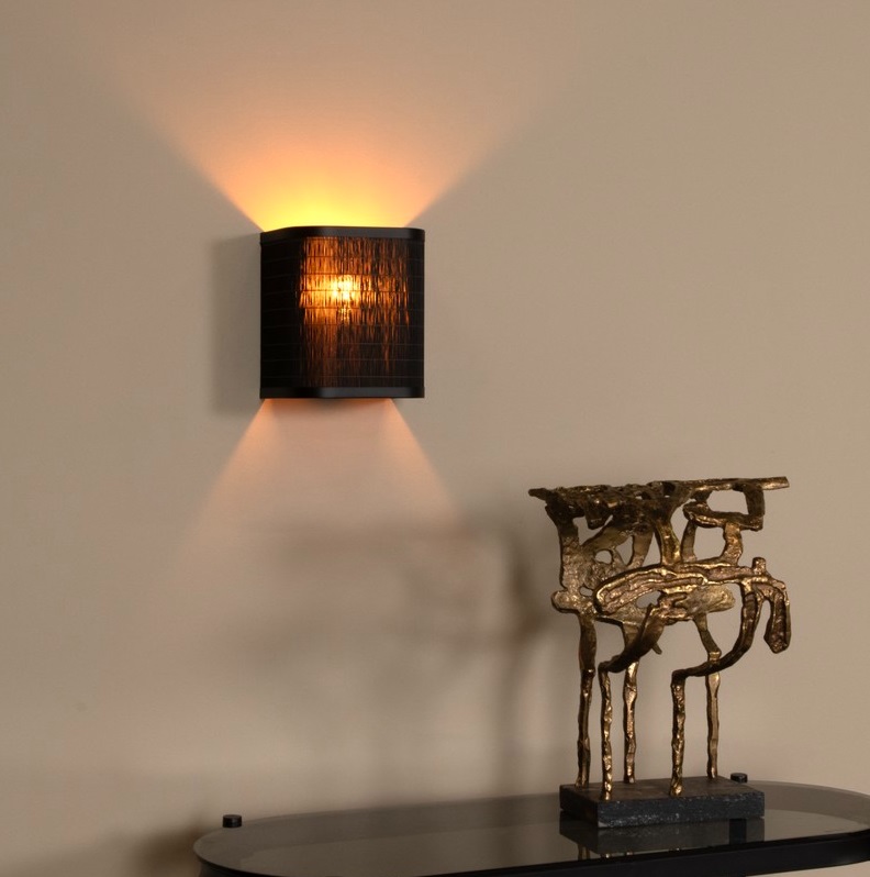 Kinkiet ścienny z czarnego bambusa Tagalog – matowy