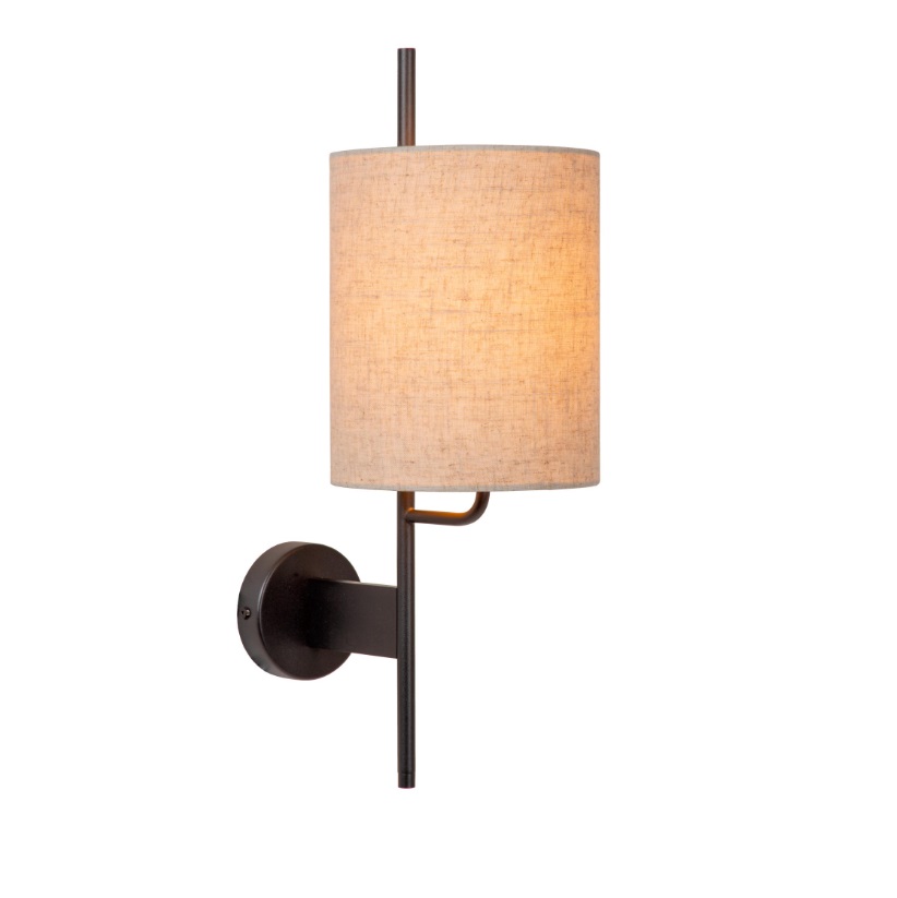 Kinkiet Magic 2 w czarnym kolorze z lnianym abażurem i portem USB-C