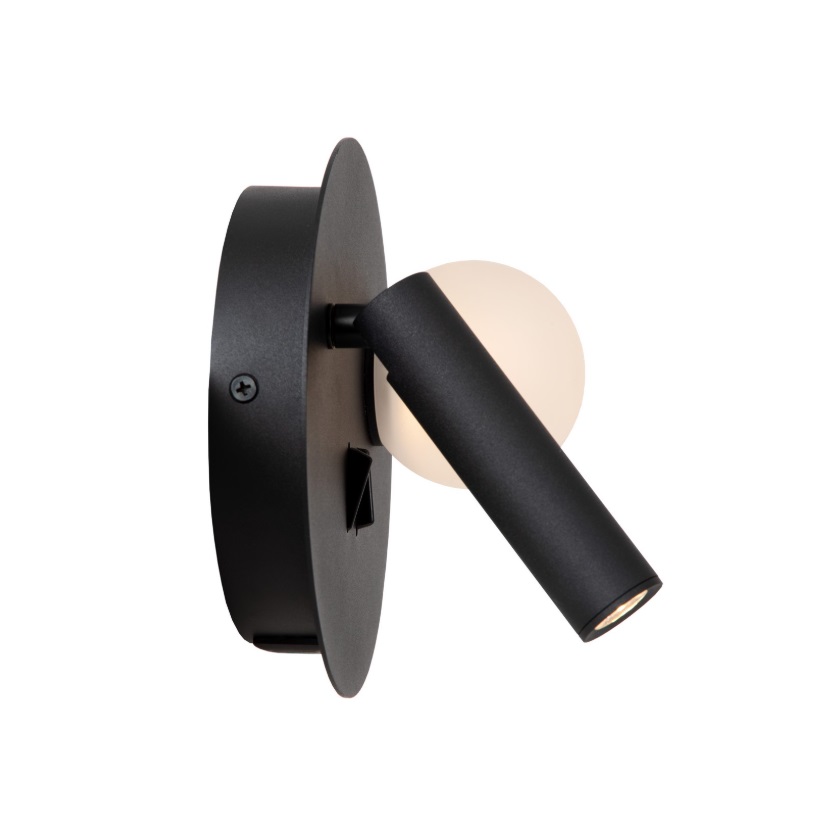 Kinkiet LED Matiz w kolorze czarnym – okrągła kula z reflektorem i portem USB