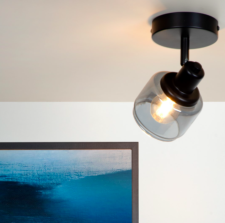 Kinkiet Bjorn w kolorze czarnym – szklany, do montażu na ścianie lub suficie