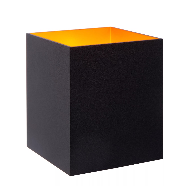 Kinkiet Xera w czerni z kwadratową formą i złotym wnętrzem