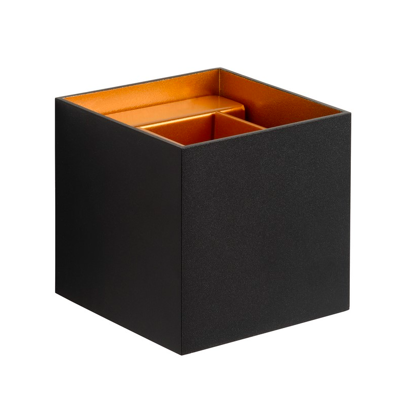 Kinkiet XIO czarny kwadratowy z dwukierunkowym światłem – idealny na korytarz