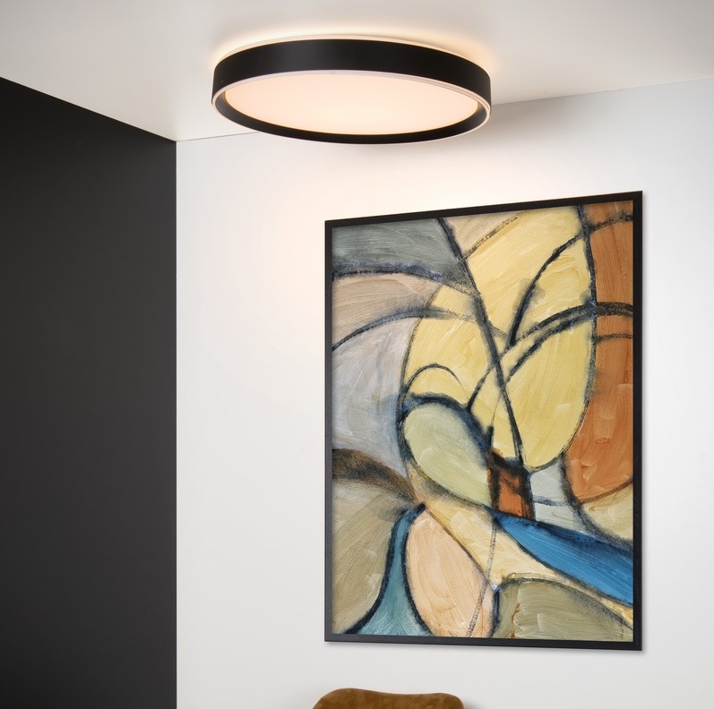 Plafon LED Nuria 50 w kolorze czarnym, płaski, 36W, barwa ciepła 2700K