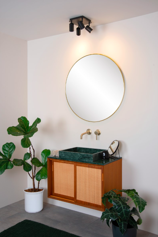 Lennert 4 czarna lampa sufitowa do łazienki z regulowanymi reflektorami IP44