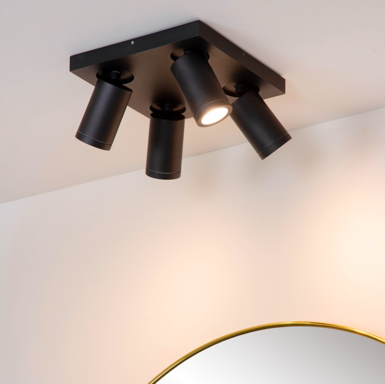 Nowoczesny czarny plafon łazienkowy Taylor 4 z klasą szczelności IP44