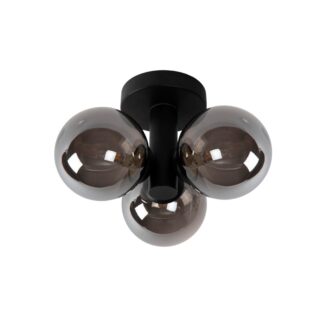 Łazienkowy plafon Trudy IP44 w czarnym kolorze z trzema dymionymi kloszami