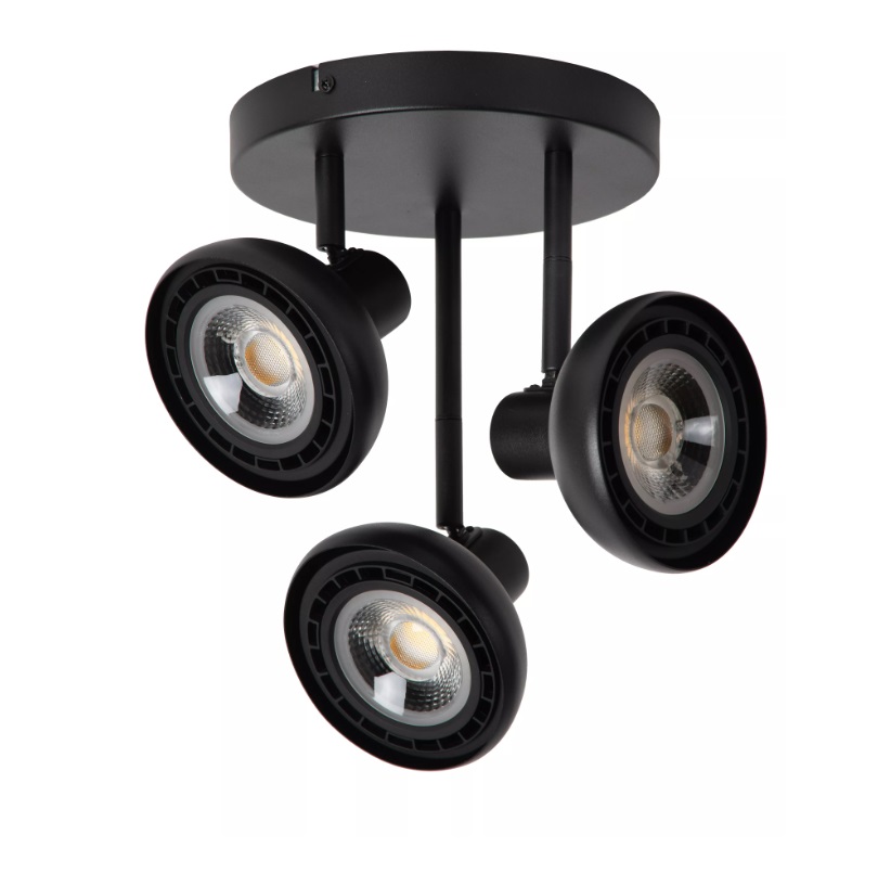 Nowoczesna lampa sufitowa Sensas 3 w czarnym kolorze z regulowanymi reflektorami