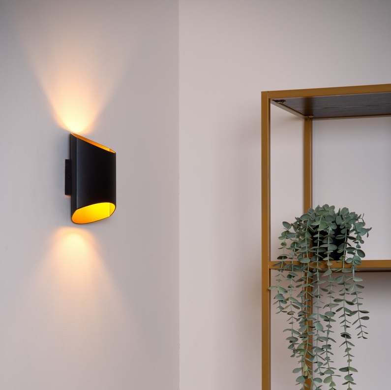 Kinkiet ścienny Diletta w kolorze czarno-złotym – stylowy dekoracyjny akcent