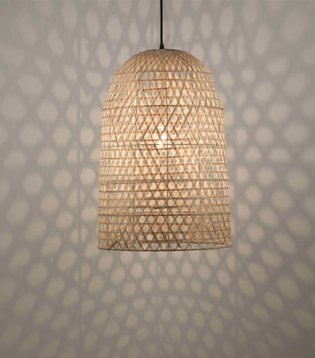 Wisząca lampa Nayora z bambusa w stylu boho – duży rozmiar