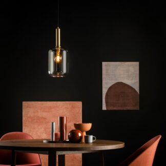 Szklana lampa wisząca Joanet 22 w dymionym wykończeniu – idealna nad stół
