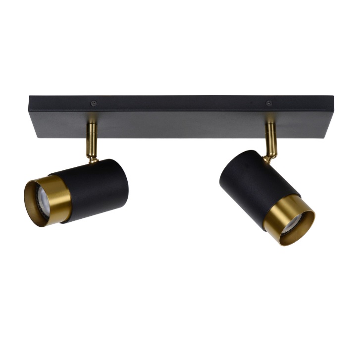 Podwójna lampa sufitowa Floris 2 w kolorze czarno-złotym