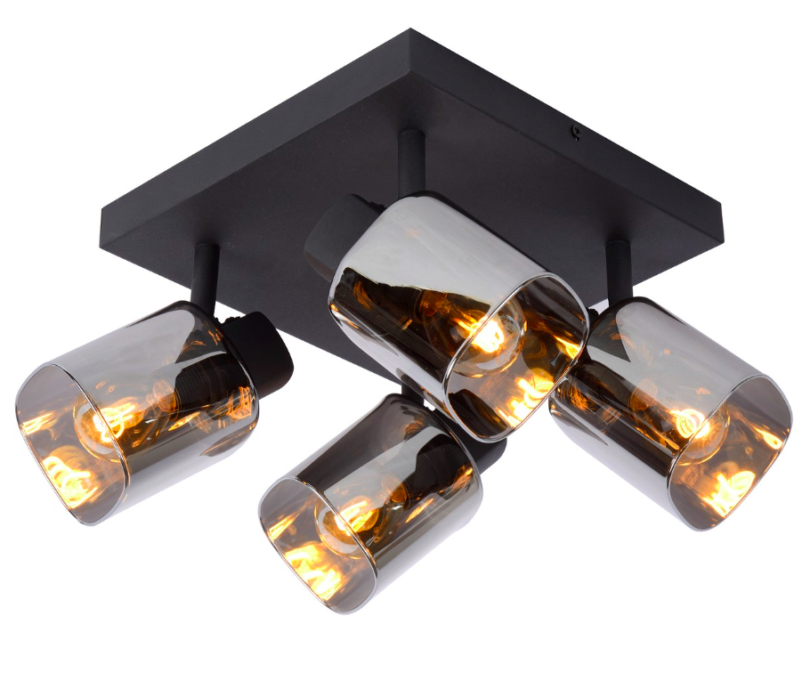 Stylowy plafon Alion 4 w klasycznym wydaniu z dymionym szkłem