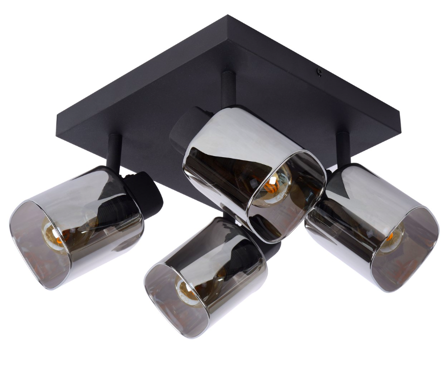 Stylowy plafon Alion 4 w klasycznym wydaniu z dymionym szkłem