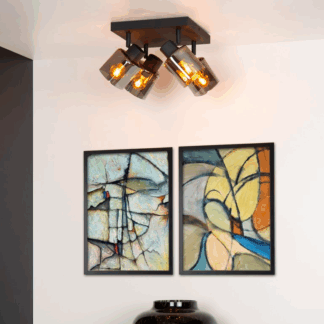 Stylowy plafon Alion 4 w klasycznym wydaniu z dymionym szkłem