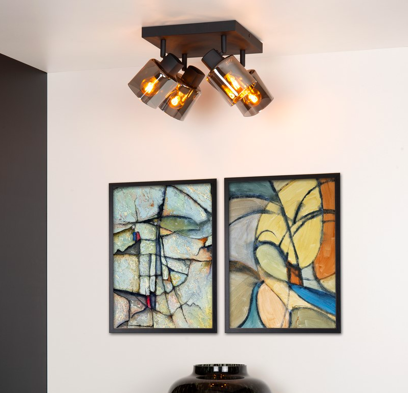 Stylowy plafon Alion 4 w klasycznym wydaniu z dymionym szkłem