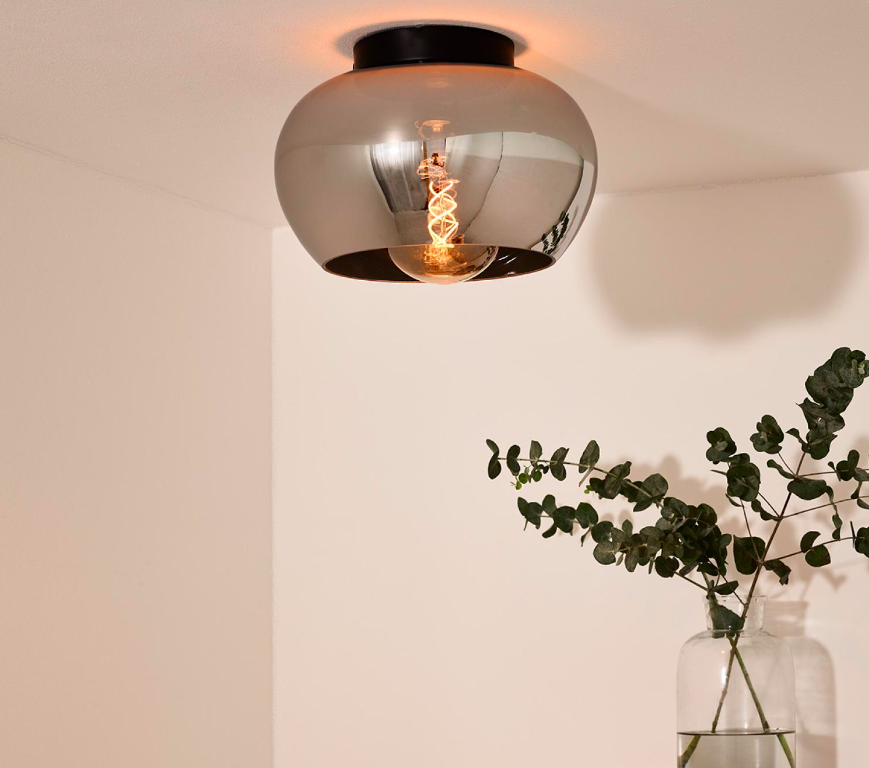 Stylowy plafon Judi ze szkła w kolorze dymionym