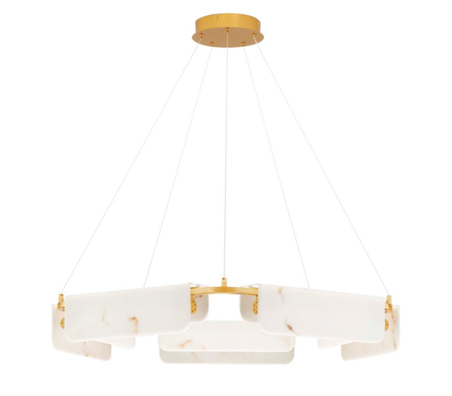 Stylowy żyrandol Lunalith 5 w stylu art deco z kloszami z marmurowego szkła