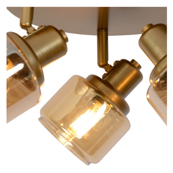 Plafon Bjorn 3 w klasycznym stylu ze złotymi szklanymi kloszami