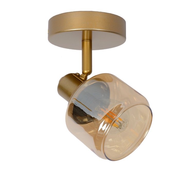 Reflektor Bjorn w klasycznym stylu, złoty ze szkłem