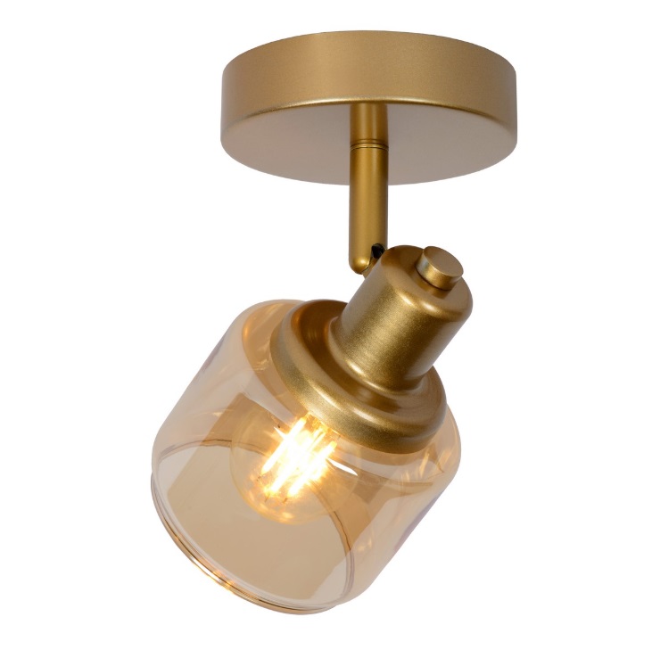 Reflektor Bjorn w klasycznym stylu, złoty ze szkłem