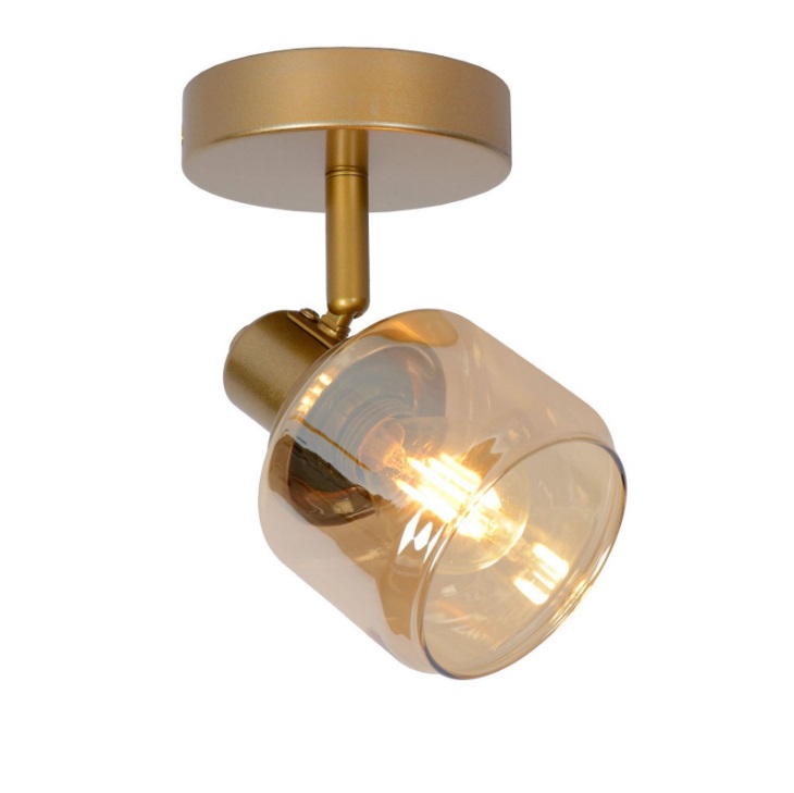 Reflektor Bjorn w klasycznym stylu, złoty ze szkłem