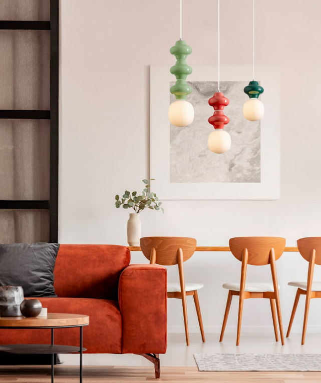 Wisząca lampa Colorella 3 w kolorze zielonym – ceramiczna, idealna nad stół