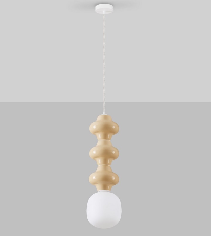 Lampa wisząca Colorella 3 w kremowym odcieniu z beżowej ceramiki