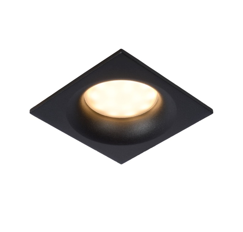 Czarne aluminiowe oczko sufitowe Ziva kwadratowe IP44