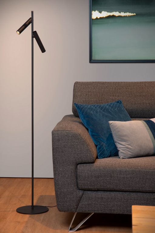 Lampa stojąca LED Philon z dwoma regulowanymi kloszami do czytania