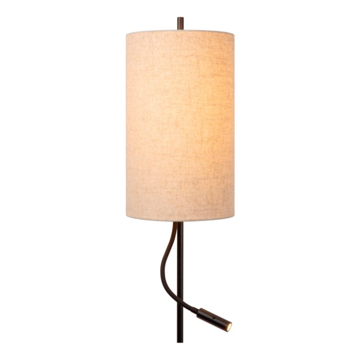 Stojąca lampa LED do czytania Magic z beżowym lnianym kloszem