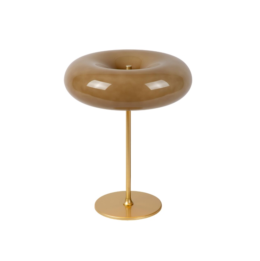 Lampa biurkowa Sentino z beżowego szkła w kształcie torusa