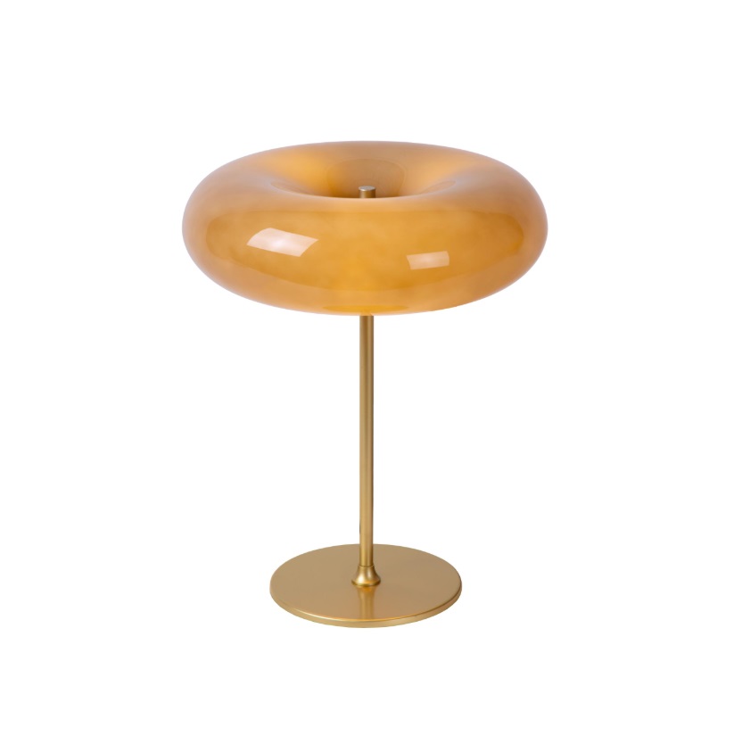 Lampa biurkowa Sentino z beżowego szkła w kształcie torusa