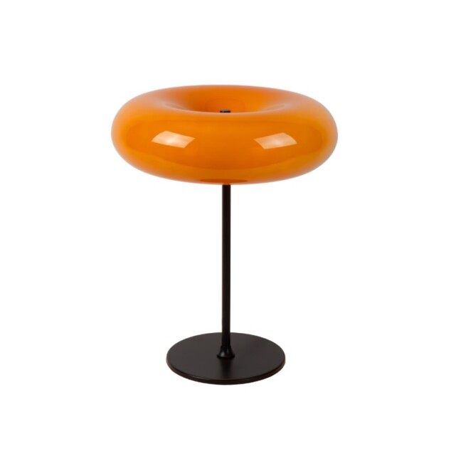 Pomarańczowa lampa stołowa Sentino w formie torusa