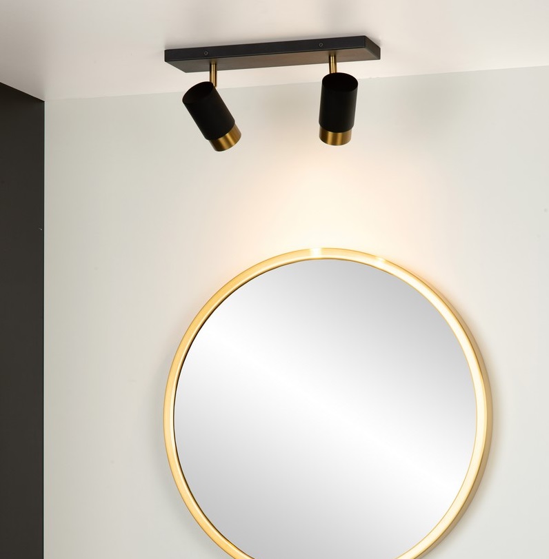 Podwójna lampa sufitowa Floris 2 w kolorze czarno-złotym