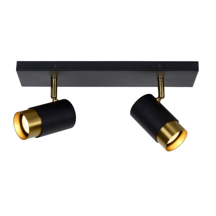 Podwójna lampa sufitowa Floris 2 w kolorze czarno-złotym