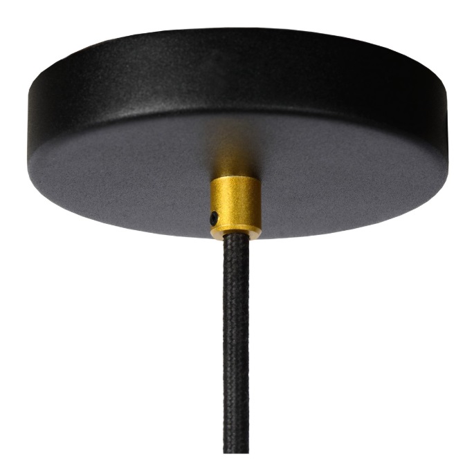 Wisząca lampa tuba Floris w kolorze czarno-złotym o eleganckim wykończeniu