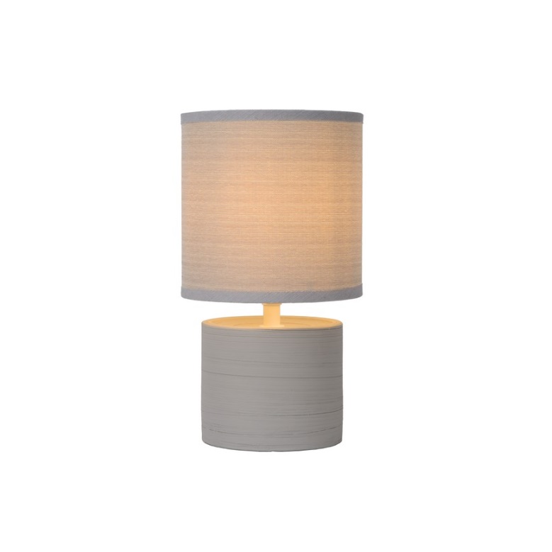 Szara lampka nocna Greasby o wysokości 26 cm – kompaktowy rozmiar