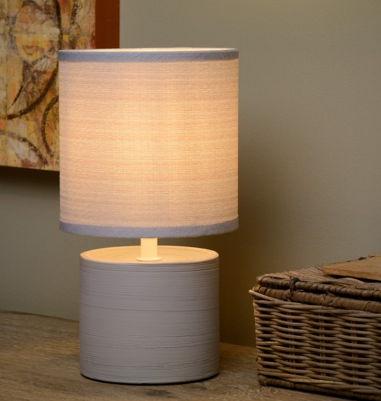 Szara lampka nocna Greasby o wysokości 26 cm – kompaktowy rozmiar