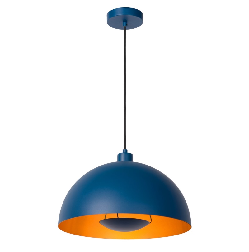 Lampa wisząca Siemon w kolorze niebieskim do jadalni