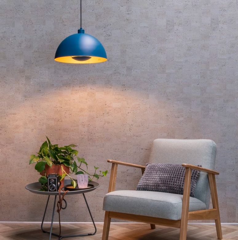 Lampa wisząca Siemon w kolorze niebieskim do jadalni