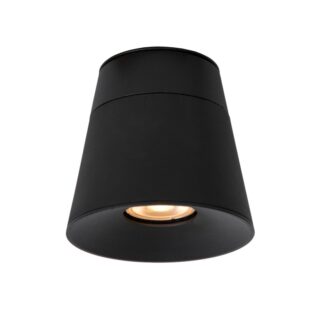 Czarna sufitowa lampa punktowa Trigono w nowoczesnym stylu z regulowanym reflektorem